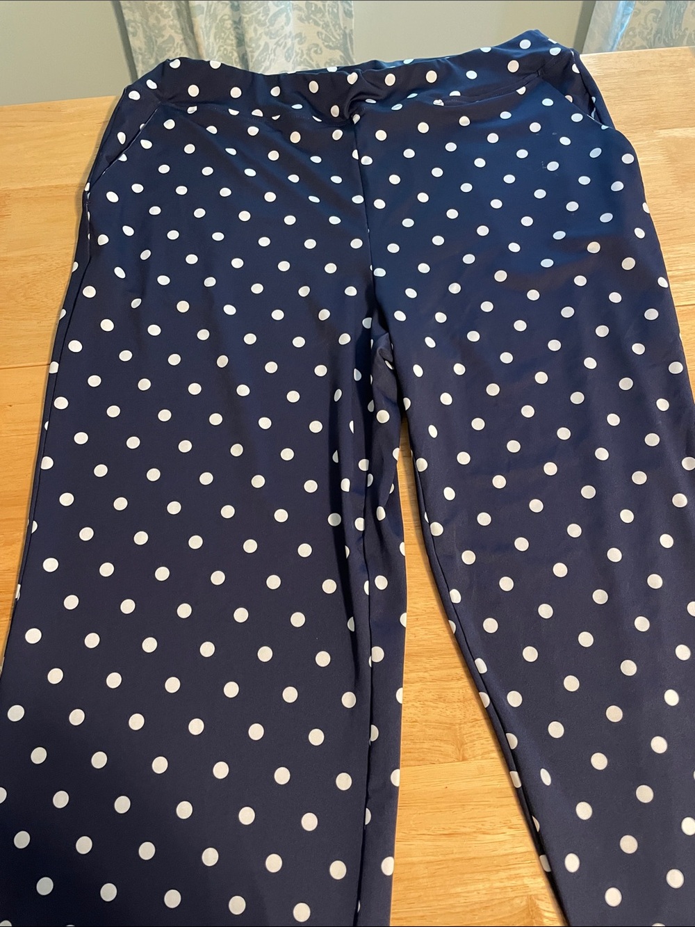 Lands' End Navy Blue Polka Dot UPF Pants